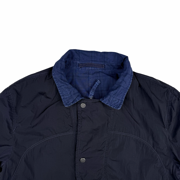 CP Company Jaeger - LeCoultre Blue check/Navy Reversable Goggle Watch Finder Cotton Blend Jacket - Large