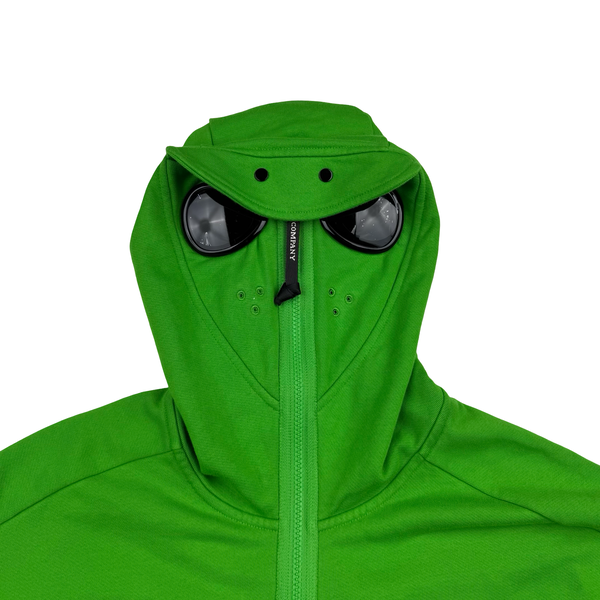 CP Company Green Hooded Full Face Zipped Cotton Goggle Lens View Jumper - Medium