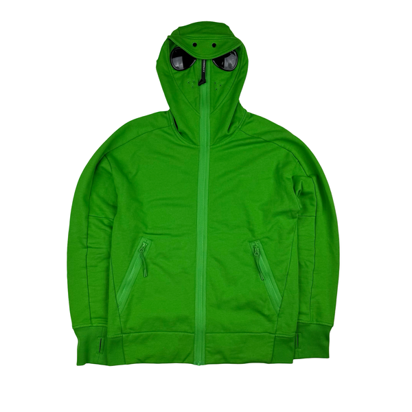 CP Company Green Hooded Full Face Zipped Cotton Goggle Lens View Jumper - Medium
