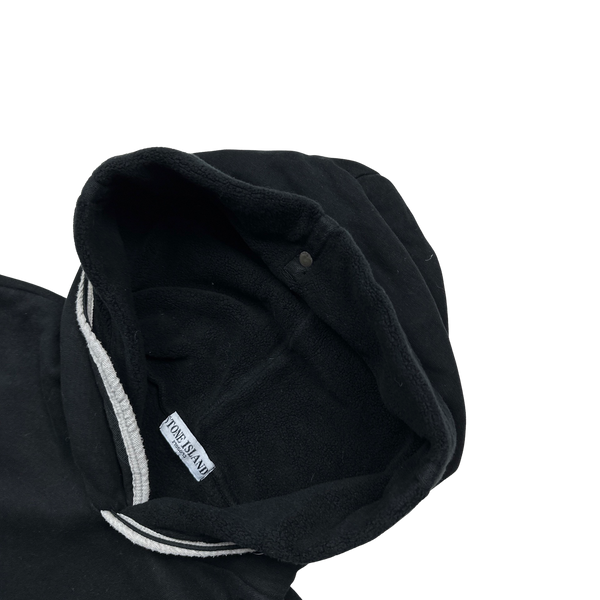 Stone Island 2010 Black Thick Cotton Pullover Hoodie - XL