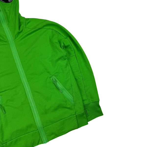 CP Company Green Hooded Full Face Zipped Cotton Goggle Lens View Jumper - Medium