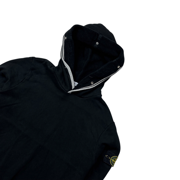 Stone Island 2010 Black Thick Cotton Pullover Hoodie - XL