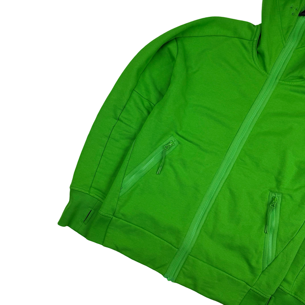 CP Company Green Hooded Full Face Zipped Cotton Goggle Lens View Jumper - Medium