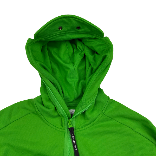 CP Company Green Hooded Full Face Zipped Cotton Goggle Lens View Jumper - Medium