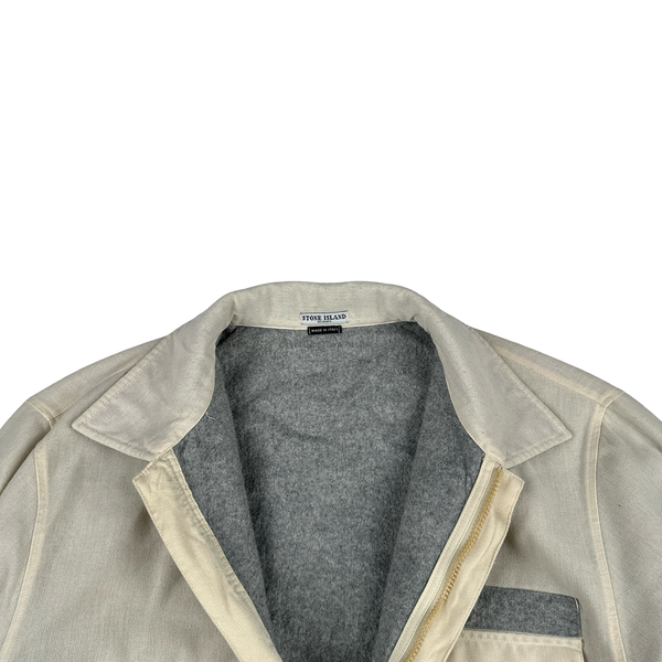Stone Island 2003 Cream Heavyweight Lined Cotton Chore Jacket - XXL