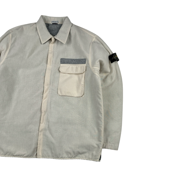 Stone Island 2003 Cream Heavyweight Lined Cotton Chore Jacket - XXL