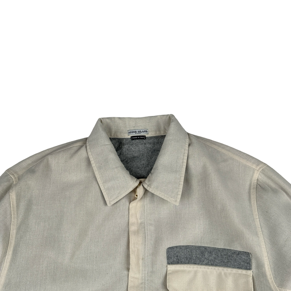 Stone Island 2003 Cream Heavyweight Lined Cotton Chore Jacket - XXL
