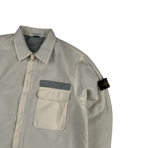 Stone Island 2003 Cream Heavyweight Lined Cotton Chore Jacket - XXL