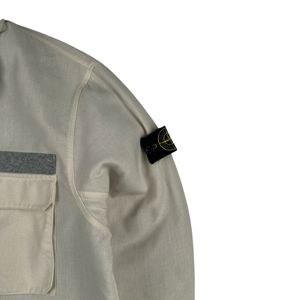 Stone Island 2003 Cream Heavyweight Lined Cotton Chore Jacket - XXL