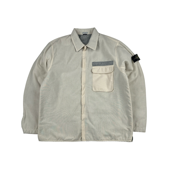 Stone Island 2003 Cream Heavyweight Lined Cotton Chore Jacket - XXL