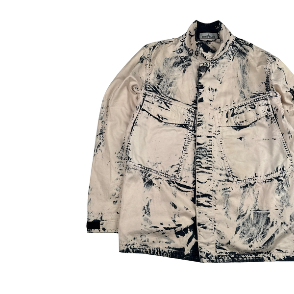 Stone Island 2017 Cream/Navy Hand Corrosion Raso Jacket - Medium