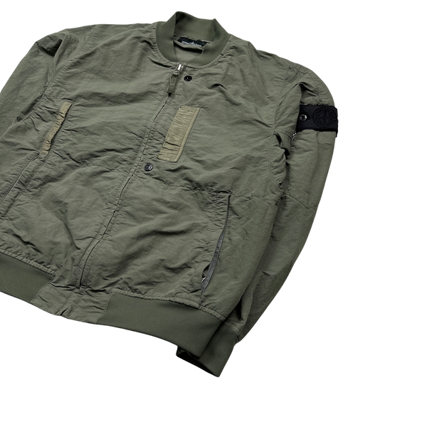 Stone Island 2018 Olive Shadow Project Naslan Garment Dyed Bomber Jacket - Small