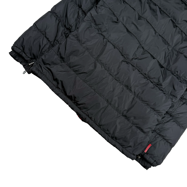 Prada Black Red Tab Logo Zipped Hooded Puffer Jacket - Womens Medium