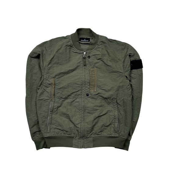 Stone Island 2018 Olive Shadow Project Naslan Garment Dyed Bomber Jacket - Small