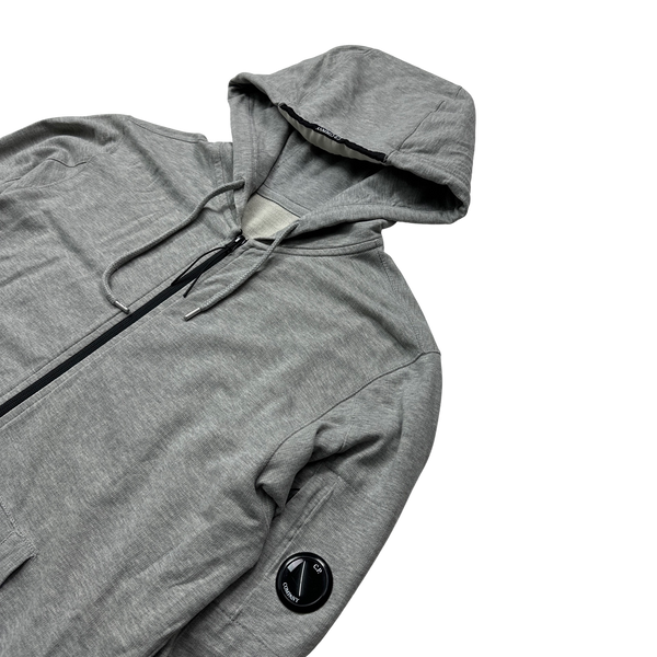 CP Company Light Grey Zipped Cotton Hoodie - XL