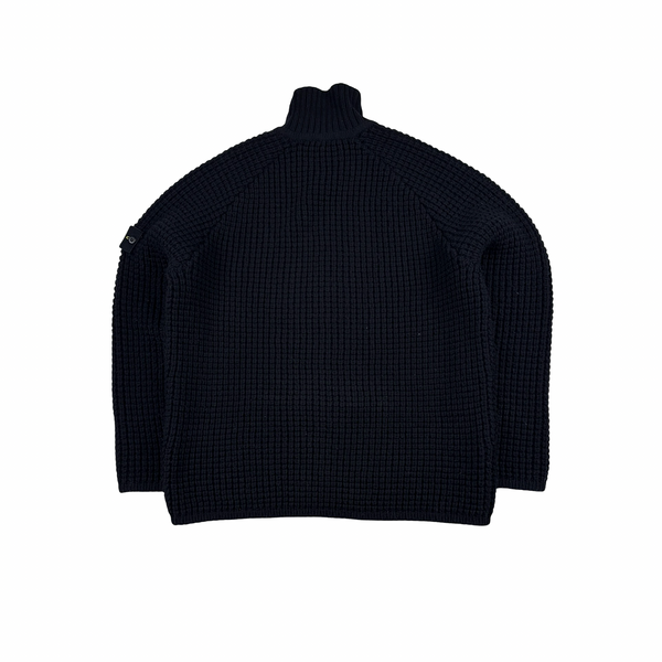 Stone Island 2023 Black Cotton Thick Knit Jumper - XL