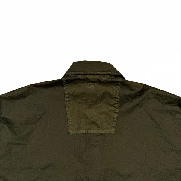CP Company Khaki Brown Spellout Nylon Short Sleeve Button Shirt - Medium