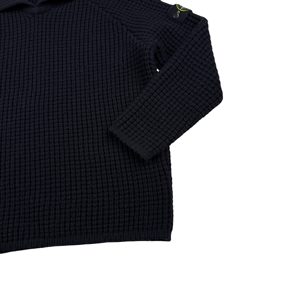 Stone Island 2023 Black Cotton Thick Knit Jumper - XL
