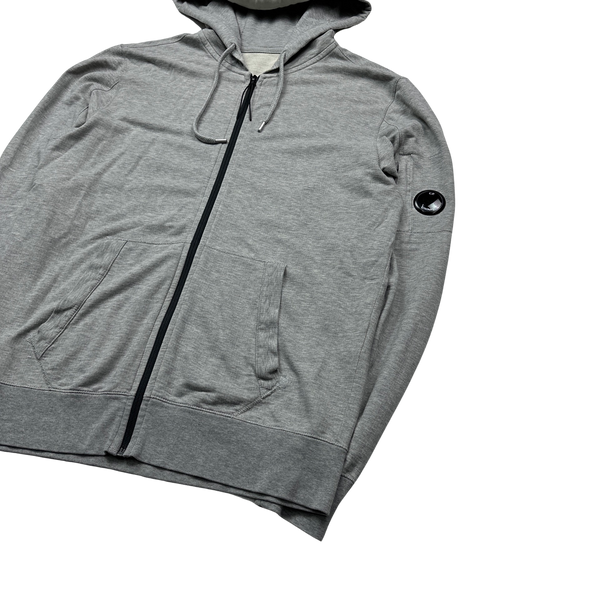 CP Company Light Grey Zipped Cotton Hoodie - XL