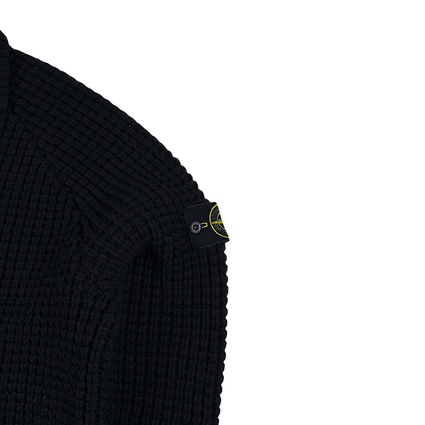 Stone Island 2023 Black Cotton Thick Knit Jumper - XL