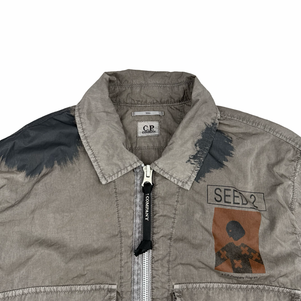 CP Company Grey Eco Chrome-R Seed 2 Painted Overshirt Jacket - Medium