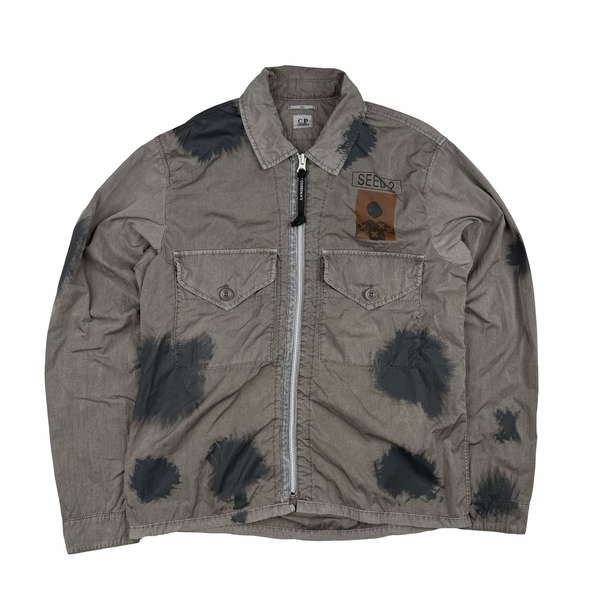 CP Company Grey Eco Chrome-R Seed 2 Painted Overshirt Jacket - Medium