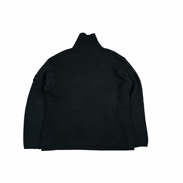 Stone Island Vintage 1998 Dark Green Knitted Cotton Jumper - Medium