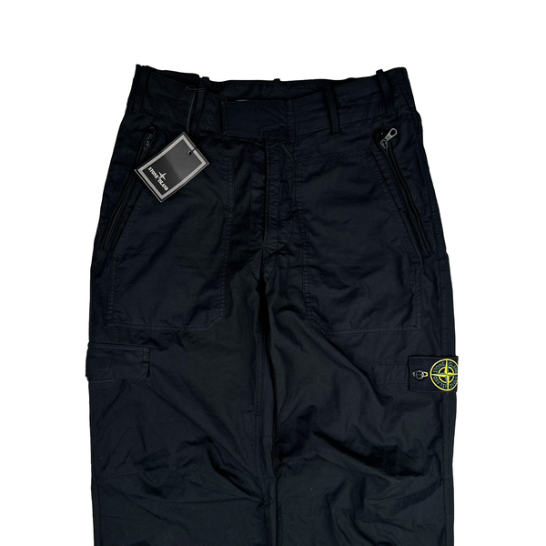 Stone Island 2010 Black Loose Cotton Cargo Trousers - Small
