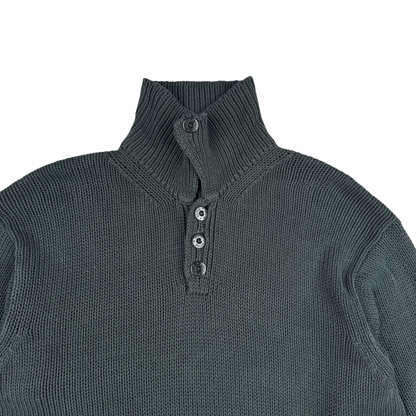 Stone Island Vintage 1998 Dark Green Knitted Cotton Jumper - Medium