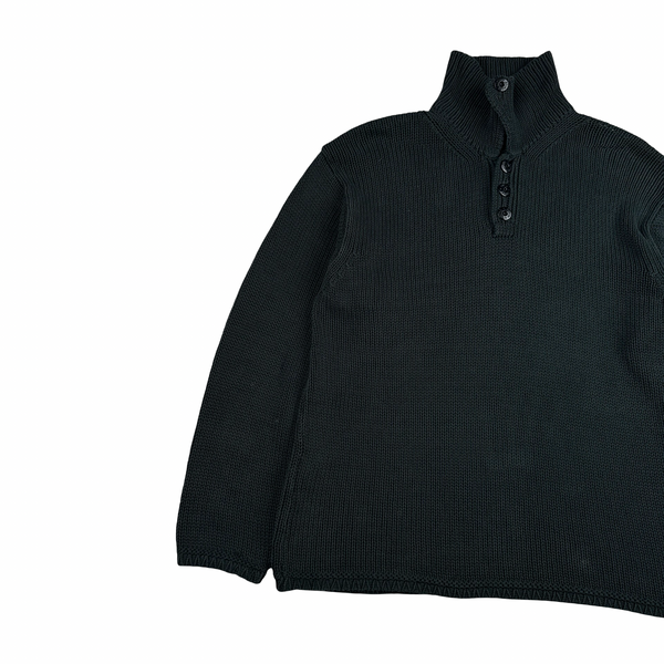 Stone Island Vintage 1998 Dark Green Knitted Cotton Jumper - Medium