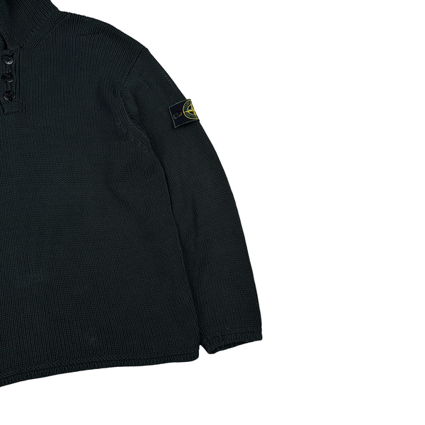 Stone Island Vintage 1998 Dark Green Knitted Cotton Jumper - Medium