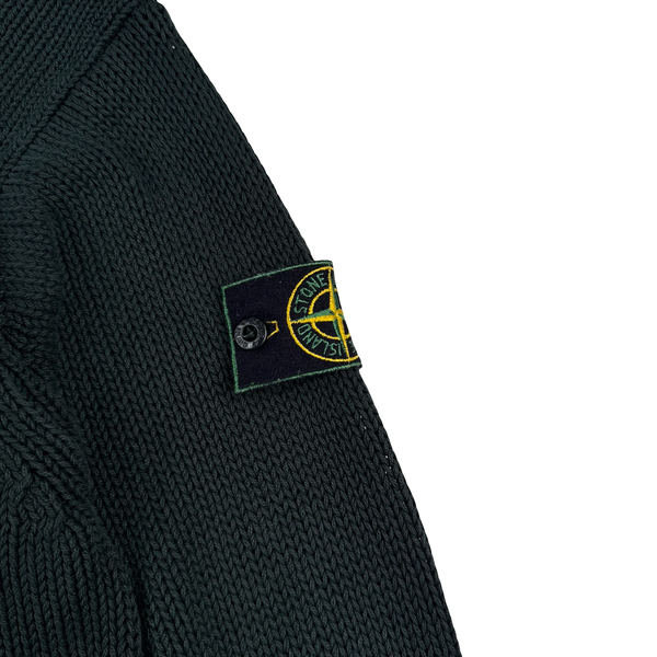 Stone Island Vintage 1998 Dark Green Knitted Cotton Jumper - Medium