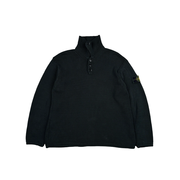 Stone Island Vintage 1998 Dark Green Knitted Cotton Jumper - Medium