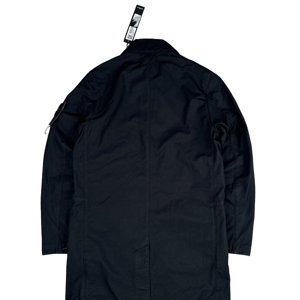 Stone Island 2021 Black Nylon Cotton Batavia 2/2 TC Long Jacket - Small