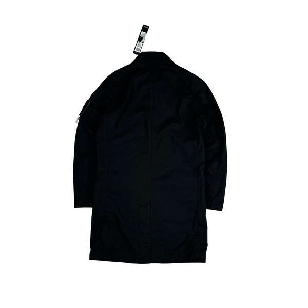 Stone Island 2021 Black Nylon Cotton Batavia 2/2 TC Long Jacket - Small