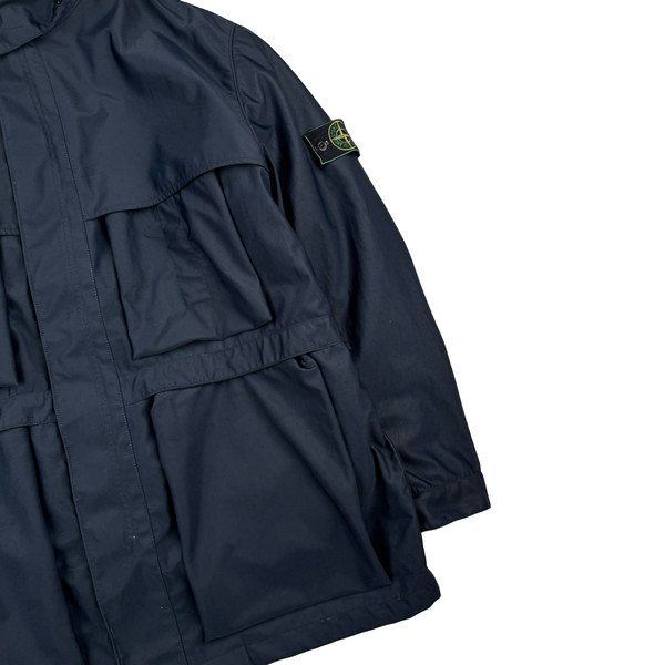 Stone Island Nylam 1999 Navy Vintage Green Edge Duel Layer Multi-pocket Jacket - Large