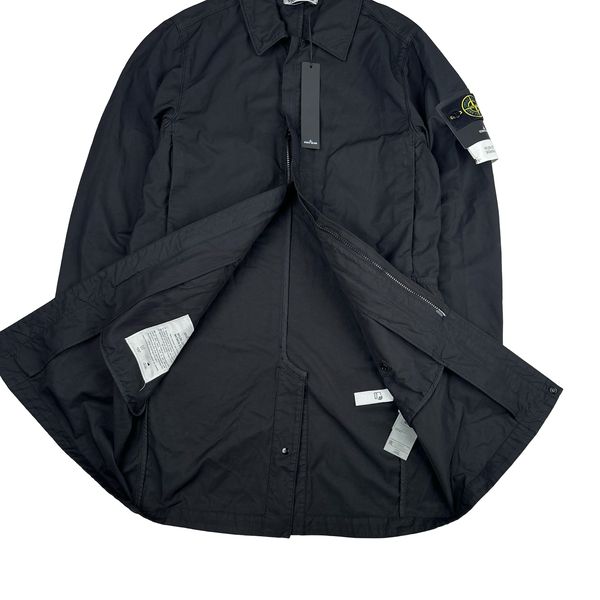 Stone Island 2021 Black Nylon Cotton Batavia 2/2 TC Long Jacket - Small