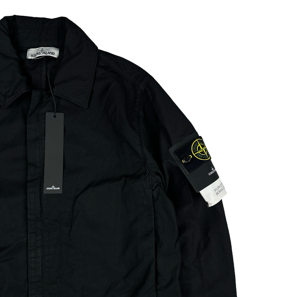 Stone Island 2021 Black Nylon Cotton Batavia 2/2 TC Long Jacket - Small