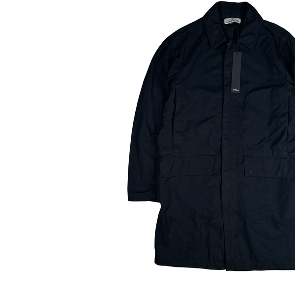 Stone Island 2021 Black Nylon Cotton Batavia 2/2 TC Long Jacket - Small