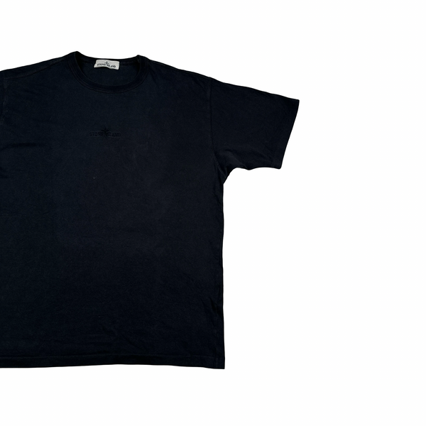 Stone Island 2023 Black Spellout Short Sleeved T Shirt - Large