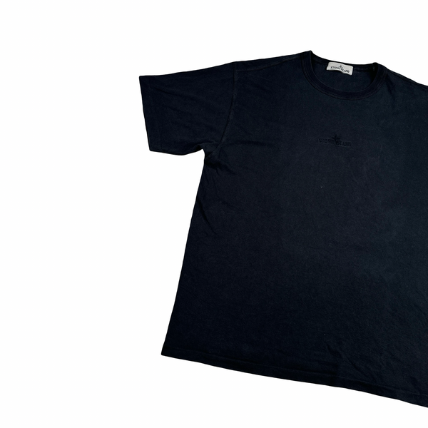 Stone Island 2023 Black Spellout Short Sleeved T Shirt - Large