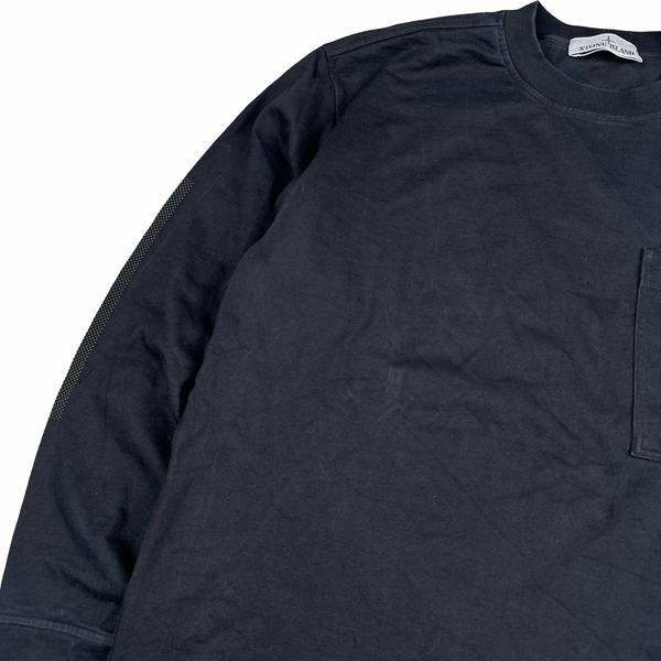 Stone Island 2025 Navy Spellout Longsleeve T-Shirt - Large