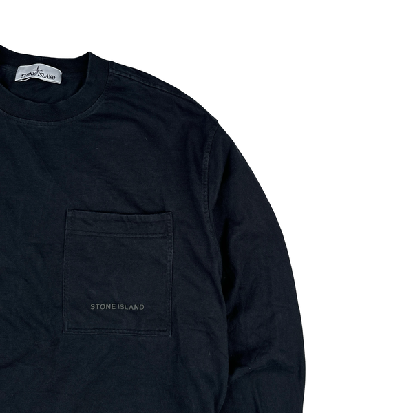 Stone Island 2025 Navy Spellout Longsleeve T-Shirt - Large