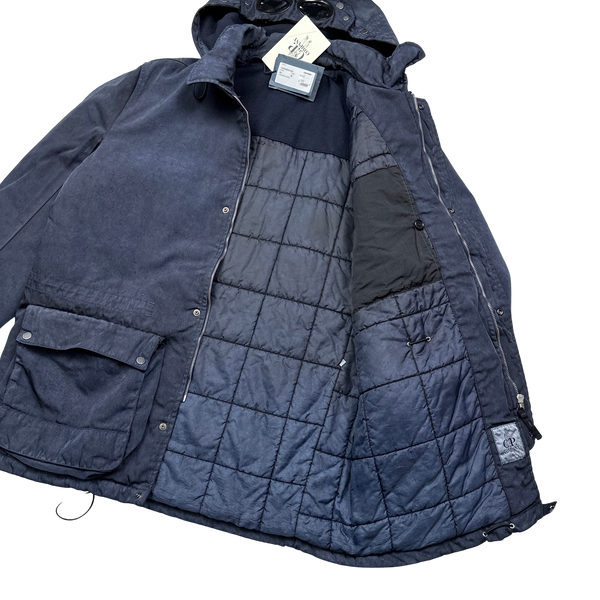 CP Company Navy Frosted Quilted Goggle Jacket - 3XL