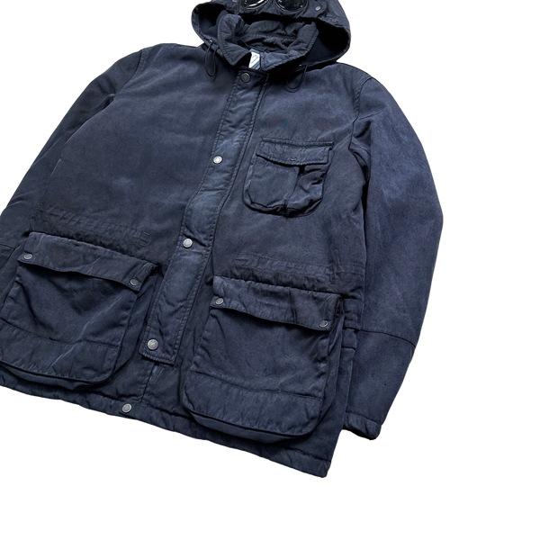 CP Company Navy Frosted Quilted Goggle Jacket - 3XL