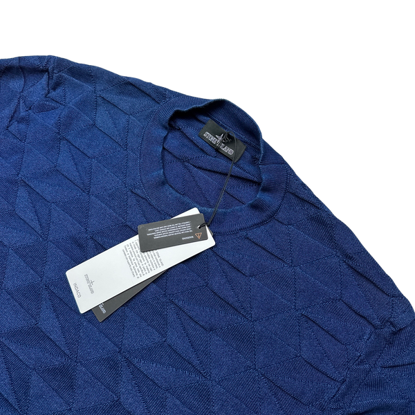 Stone Island 2020 Shadow Project Indigo 3D Knit Jumper - 3XL
