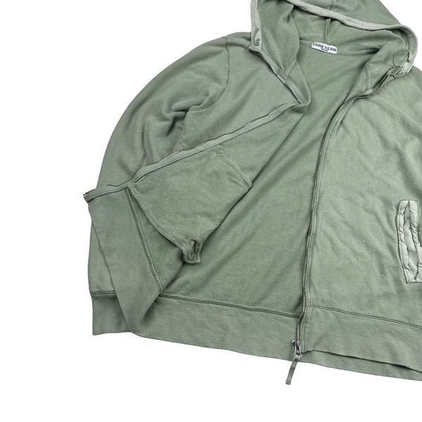 Stone Island 2009 Green Zipped Cotton Hooded Jumper - XL