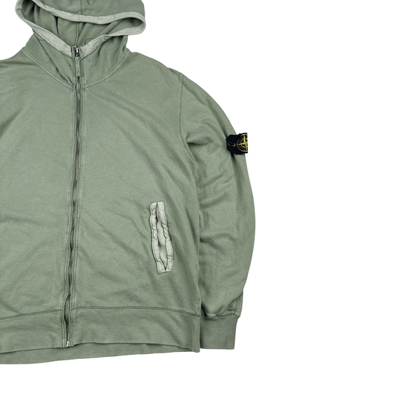 Stone Island 2009 Green Zipped Cotton Hooded Jumper - XL