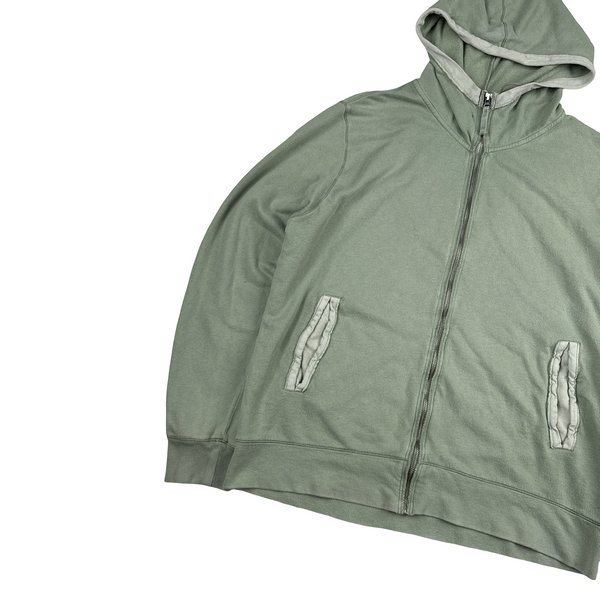 Stone Island 2009 Green Zipped Cotton Hooded Jumper - XL