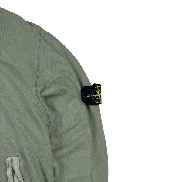 Stone Island 2009 Green Zipped Cotton Hooded Jumper - XL